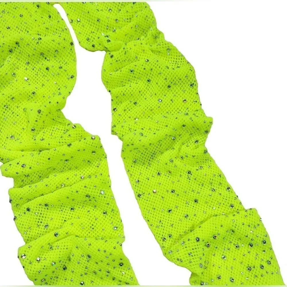 Lime Green rhinestones pantyhose tights stockings hosiery